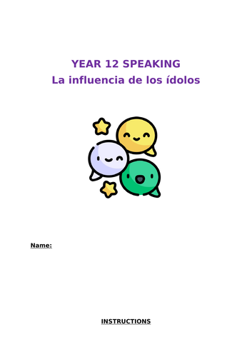 Spanish A-level Speaking booklet - La influencia de los ídolos AS