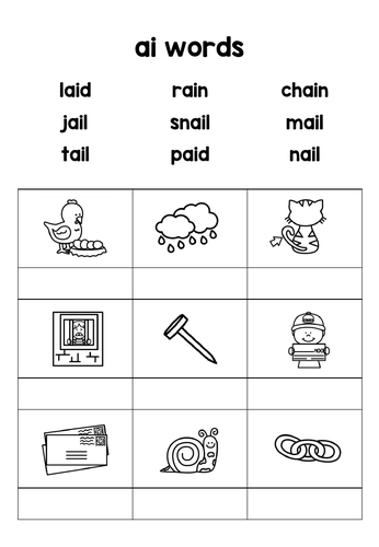 Long A Vowel Sound Spelling and Reading Worksheets