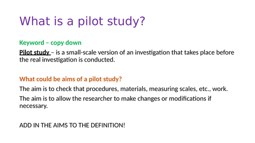 Pilot study - Research Methods