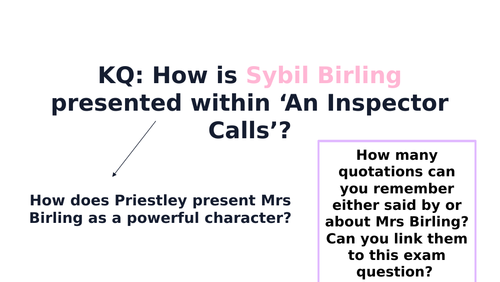 An Inspector Calls - Mrs Birling Revision Lesson | Teaching Resources