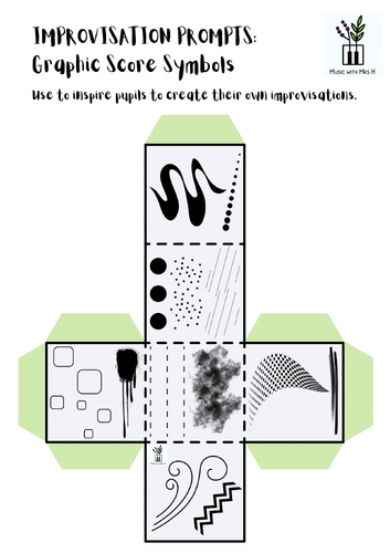 Improvisation prompt cube: graphic symbols/score