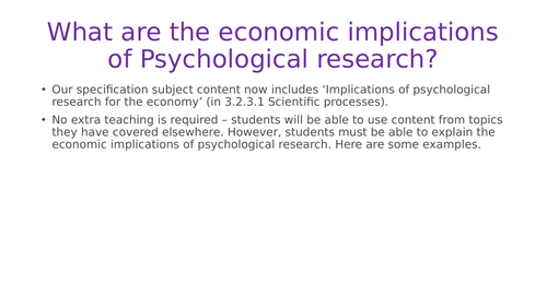 Psychological implications for the economy - Economical implications -  Research Methods
