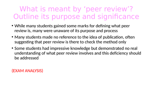 Peer Review - the purpose and process - Research Methods - Psychology A Level AQA