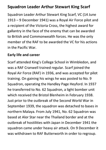 Squadron Leader Arthur Stewart King Scarf Handout