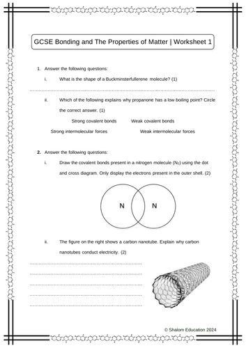 GCSE Chemistry - Bonding and The Properties of Matter Practice Questions 1