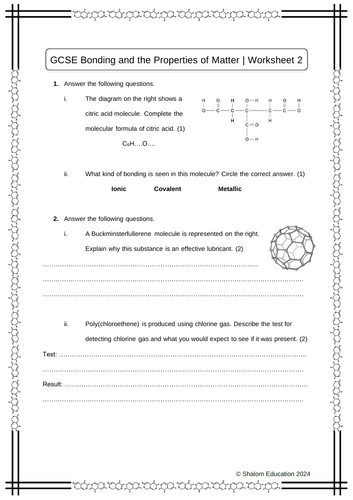 GCSE Chemistry - Bonding and The Properties of Matter Practice Questions 2