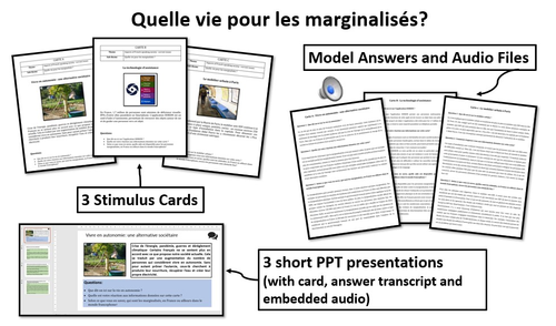 Quelle vie pour les marginalisés- Stimulus Cards with model answers and audio- A Level French