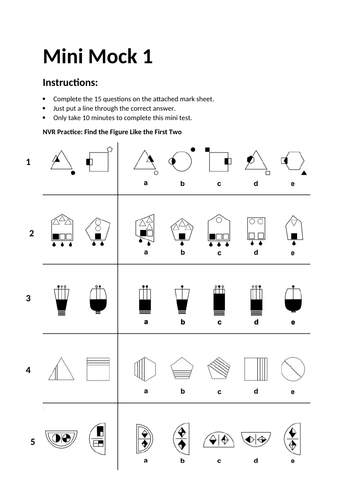 11+ Mini Mock - 10 minutes Non Verbal Reasoning