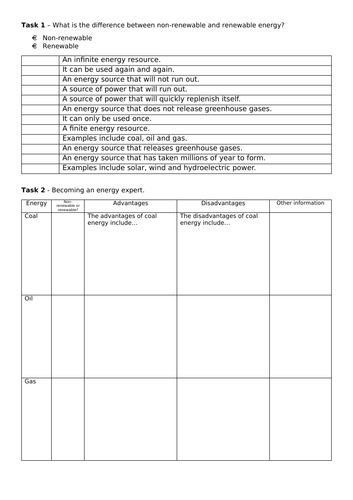 KS3 Geography Climate Change. L5. Renewable and nonrenewable energy