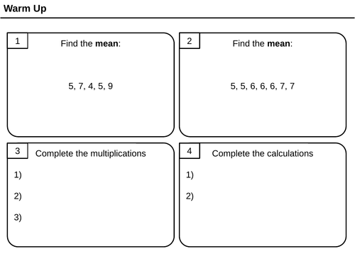 Mean from a frequency table