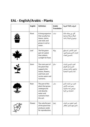 EAL - English/Arabic - Plants