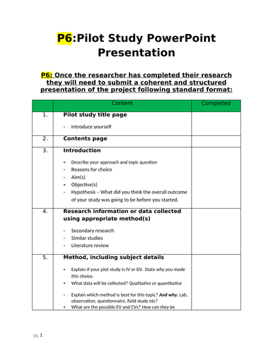 Checklist: Unit 2 Learning Aim C&D Level 3 BTEC Applied Psychology