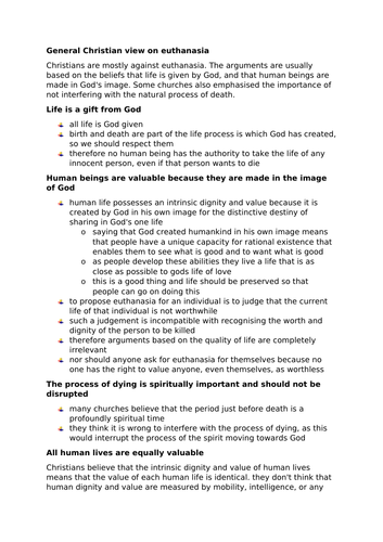 Euthanasia: Christian views
