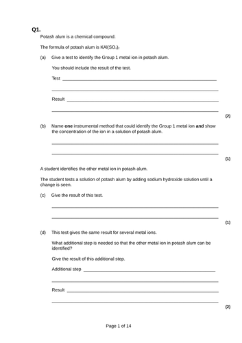Chemical Analysis complete unit AQA