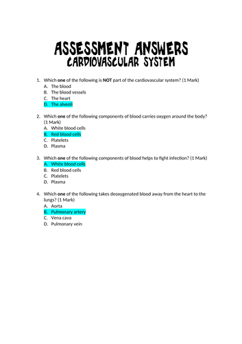 Cardiovascular System Topic Test