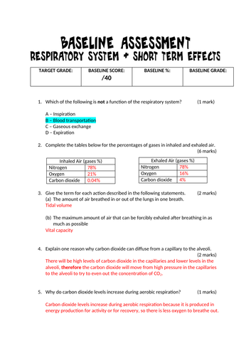 Respiratory System Topic Test