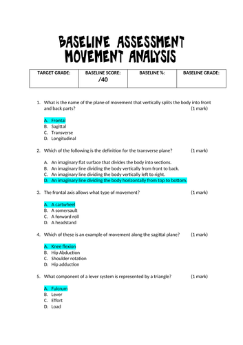 Movement Analysis Topic Test