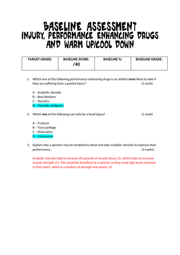 Injury and PED's Topic Test