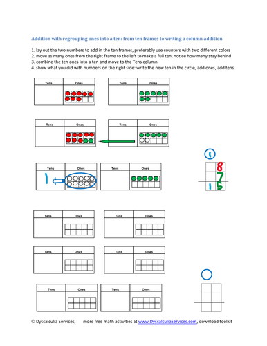 Addition with regrouping tool