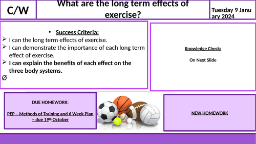 Long Term Effects of Exercise Lesson