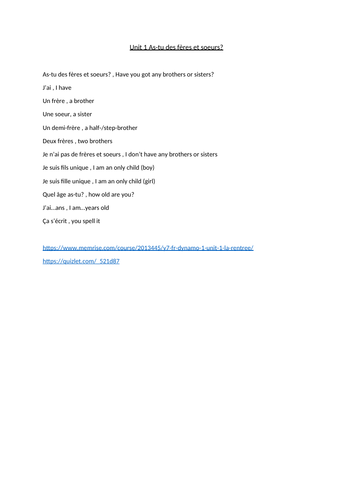 Dynamo 1 module 1 vocabulary lists with uploaded vocabulary list to Quizlet