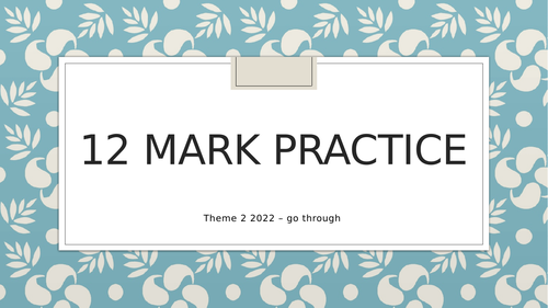 Edexcel GCSE Business Theme 2 2022 - 12 Mark Practice