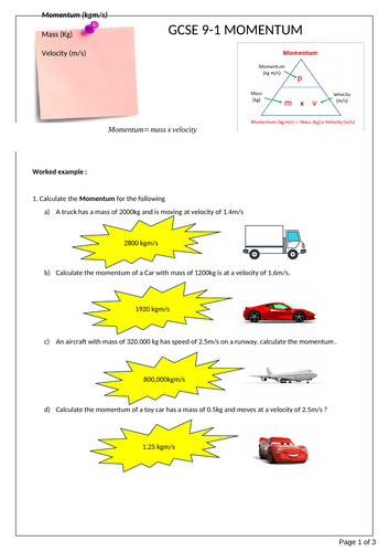 Momentum-differentiated worksheet
