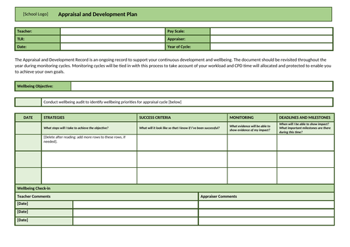 Teacher Appraisal Forms (Performance Management)