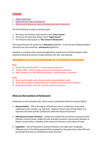 Introduction to Parliament and legislation