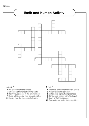 Wordsearches and Crosswords for Secondary  Science - Earth and Human Activity