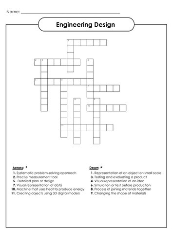Wordsearches and Crosswords for Secondary Science - Engineering and Design