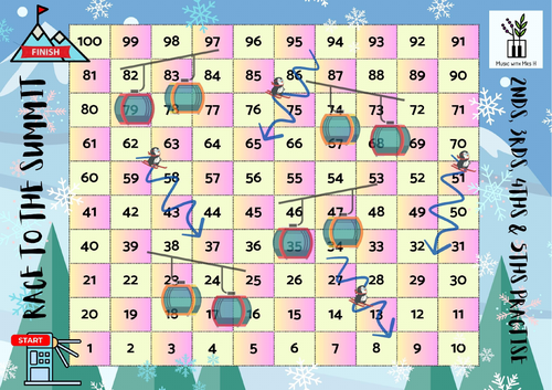 Race to the Summit game - recognising 2nds, 3rds, 4ths and 5ths - music intervals