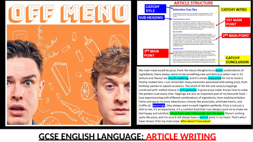 Writing a persuasive ARTICLE - Off Menu | Teaching Resources