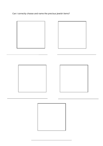 Judaism - precious objects sheet