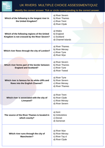 UK Rivers Quiz/Assessment