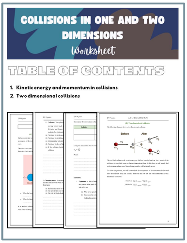 IB DP Physics Worksheet: Collisions in one and two dimensions (Topic A4)