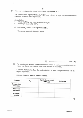 A2 Kc and Kp past paper questions