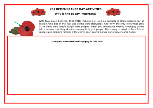 KS1 Remembrance Day Poppy Activity