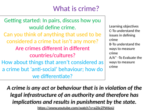 Forensic Psychology - Defining and measuring crime - A-Level Psychology AS/A2
