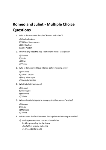 year 9 romeo and juliet essay questions