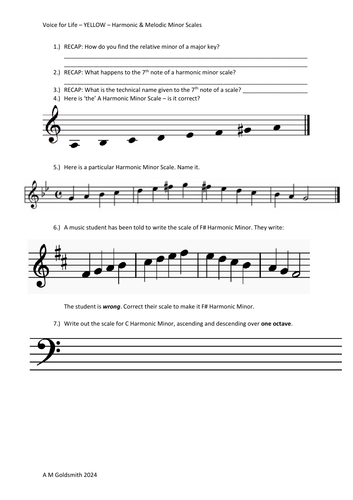 RSCM Voice for Life Yellow Melodic Minor Questions