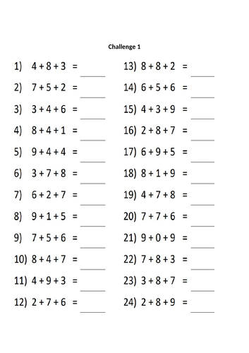 adding three numbers | Teaching Resources