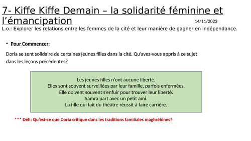 Kiffe Kiffe Demain - la solidarité féminine et l'émancipation