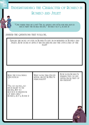 Worksheet: Understanding the Character of Romeo in "Romeo and Juliet"