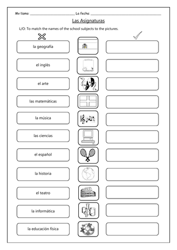 SPANISH - SCHOOL SUBJECTS  - LAS ASIGNATURAS