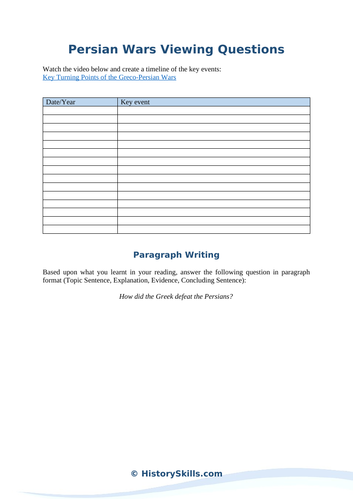 Persian Wars Video Viewing Worksheet