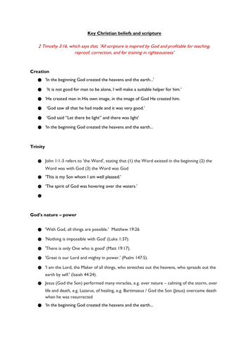 Christian belief revision - scripture and teachings