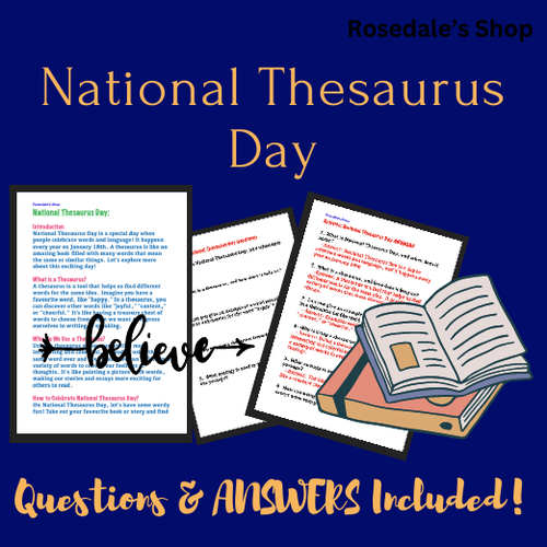 Thesaurus Treasures: A National Thesaurus Day Exploration for Young Minds ~ Reading, Q & A!