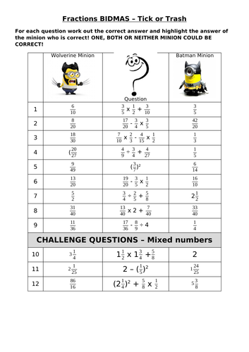 BIDMAS with Fractions