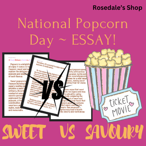 Popcorn ESSAY: A Tasty Debate on Sweet vs. Savory" Reading Comprehension!